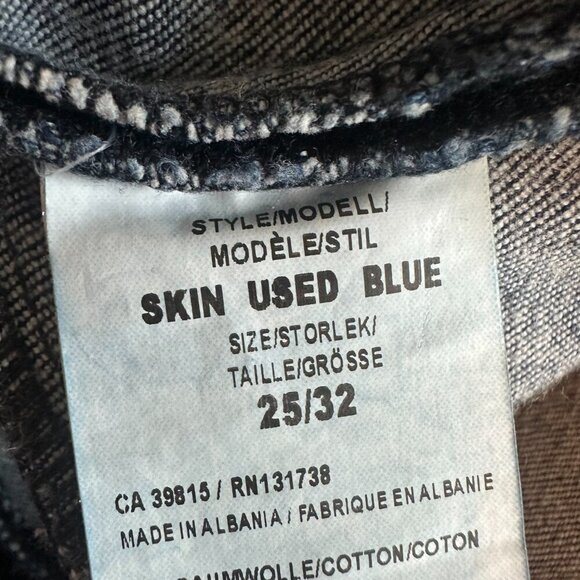 Acne Studios Skin Used Blue Skinny Jeans Dark Wash Zip Back Size 25 Women's - Picture 12 of 12